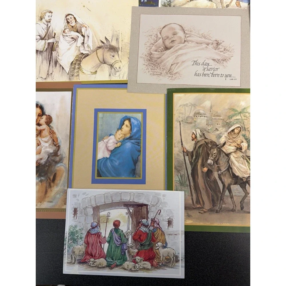 Vintage Christmas Cards Fronts ONLY Nativity Scrapbooking Crafts Lot of 50+